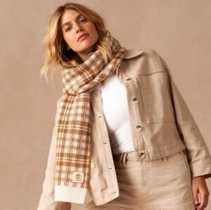 Timberland Brown and Cream Plaid Scarf